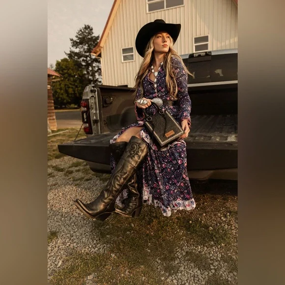 Chasing Unicorns Blue and Pink Floral Maxi Dress - Picture 8 of 11